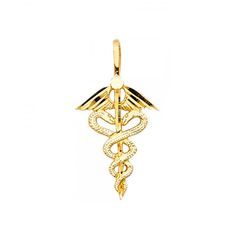 Great Shopping 14K Solid Yellow Gold Caduceus Pendant - Medical Doctor Nurse Necklace Charm, Jewelry & Watches Gold Symbol, Gift Box Images, Butterfly Earrings Gold, Medical Doctor, Love Band, Letter Ring, Rose Gold Heart, Necklace Charm, Gold Butterfly