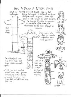 how to draw a totem pole with pictures and instructions for each piece in the drawing