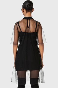 RAVAGED SPIRIT.- Statement mesh dress- Included stretch slip dress.- High neckline.- Short sleeves.- Mini length.With KIHILIST branding, Fabric 1: 100% Polyamide, Fabric 2: 95% Viscose, 5% Elastane.Hand wash cold (30°c) / Do not bleach / Do not tumble dry / Iron at low temperature / Do not dry clean. Imported. Black Moon Cosmetics, Tim Burton Corpse Bride, Punk Pins, Corpse Bride, Under Dress, Tulle Fabric, Black Slip Ons, Dress Short, Mesh Dress