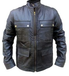 NWT Stylish Black Men Genuine Leather Jacket with Front Pockets Men Leather Jacket, Revival Clothing, Stylish Leather Jacket, Classic Leather Jacket, Winter Outerwear, Men's Jackets, Leather Skin, Mens Black Leather, Genuine Leather Jackets