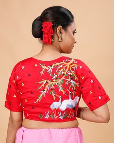 a ready-made, pure cotton, embroidered design blouse. These types of blouses are popular for their comfort and aesthetic appeal, especially in traditional and ethnic wear.  Blouse available in 32,34 waist size waist-32 =36 Bust waist-34=38 Bust Embroidered Cotton Short Sleeve Sets, Embroidered Cotton Sets With Short Sleeves, Traditional Summer Saree With Padded Blouse, Embroidered Short Sleeve Traditional Wear For Festivals, Short Sleeve Embroidered Traditional Wear For Festivals, Spring Embroidered Fitted Saree, Traditional Festive Shirt With Floral Embroidery, Red Chikankari Embroidery Blouse Piece, Traditional Floral Embroidered Shirt For Festive Occasions