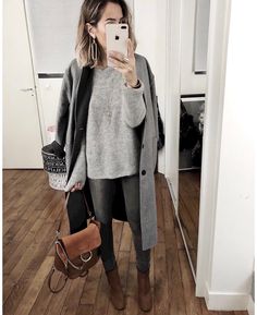 Fall Winter Wardrobe, Mode Casual, Grey Outfit, Mode Inspiration, Fall Winter Outfits, Work Fashion, Womens Fashion Trends