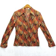 New! Vintage Tami Blouse Women S Geometric Long Sleeve Stretch Disco Mod 70's Top was just added to eBay. Check it out! #eBay #eBaySeller 70s Tops, New Vintage, Vintage Tops, Check It Out, Blouses For Women, Long Sleeve, Clothes