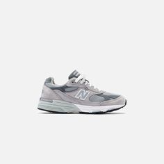 New Balance 993 - Grey / White – Kith New Balance Made In Usa, Usa Embroidery, Summer Monogram, Grey New Balance, Clogs Heels, N Logo, Grey Material, Clarks Originals, Newest Jordans