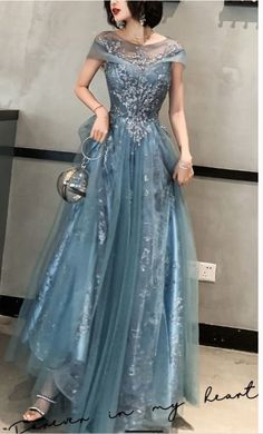 Blue Sequined Beaded Lace Evening Formal Gown. This gown is perfect for balls and formal evenings. The features of this gown are the following: two layers of fabric, sequined, blue color. This gown is of great quality. You will receive a product as good as the one displayed on the image. Elegant Ladies, Evening Formal, Formal Gown, Evening Gowns Formal, Beaded Lace, Formal Gowns, Elegant Dress, Elegant Woman, Formal Dress