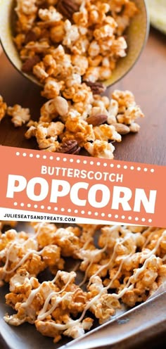 butterscotch popcorn on a plate with the title overlay