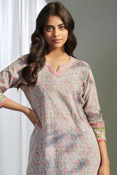 New Arrivals | Handcrafted Clothing | Farida Gupta Short Kurta Designs Women, Short Kurtis For Jeans, Short Kurti Designs, Cotton Short Tops, Cotton Tops Designs, Short Kurtis, Desi Outfits