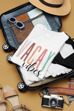 Embrace the essence of relaxation with our 'Vacay Vibes' unisex jersey short sleeve tee, the perfect companion for your vacation adventures. Crafted from soft, breathable fabric, this tee ensures all-day comfort whether you're exploring new destinations, lounging by the pool, or strolling along the beach. The stylish 'Vacay Vibes' design adds a fun and carefree touch to your holiday wardrobe, capturing the spirit of sunshine and good times. Lightweight and versatile, this tee is a must-have for Summer Travel Tops With Graphic Print, White Summer Travel Tops, White Summer Tops For Travel, White Tops For Summer Travel, White Graphic Print T-shirt For Travel, Short Sleeve T-shirt For Summer Travel, Casual Summer Travel T-shirt, White Crew Neck T-shirt For Travel, Summer Travel Crew Neck Tops