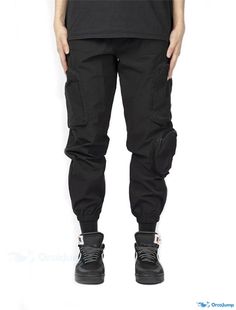 OrcaJump - Mens Black Cotton Cargo Joggers with Multi-Pocket Zippered Sports and Leisure Work Streetwear Joggers in Orange Hip Hop Style Pants For Outdoor Activities With Pockets, Urban Joggers With Side Pockets, Functional Joggers With Pockets For Streetwear, Sporty Streetwear Cargo Pants With Pockets, Sporty Cargo Pants With Pockets For Streetwear, Functional Streetwear Joggers With Hip Pockets, Urban Pants With Pockets For Outdoor Activities, Urban Joggers With Pockets For Outdoor Activities, Functional Joggers With Multiple Pockets For Streetwear