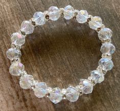 Clear Crystal Beaded Stretch Bracelet Handmade 7-1/2 inch...one size fits most Easy Hairstyles For Thick Hair, Thread Bracelets, Citrine Pendant, Tourmaline Ring, Beaded Stretch Bracelet, Bracelet Handmade, Jewelry Inspo, White Topaz, Stretch Bracelet