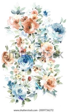 watercolor painting flowers on white background