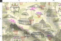 an image of a wallpaper with bird cages and flowers