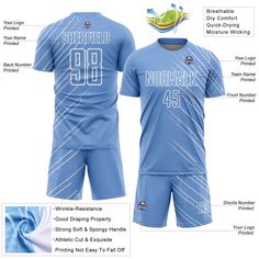 Order the jersey with special name & number you want from our shop, making a vibrant look on the field or daily life! Features: 1. Material: Made from 100% polyester wicking knit with 95% polyester / 5% spandex wicking pinhole mesh 2. Jerseys with sublimation printed name and numbers 3. Moisture-wicking fabric has spongy handle, good draping property and elasticity as well as good dimensional stability and wrinkle-resistance 4. Breathable & Quick-Drying 5. Athletic Cut & Exquisite stitching not easy to fall off 6. Slim fit follows your body's shape closely to let you move freely 7. Ventilated mesh panel insertsy 8. Set includes jersey, shorts with drawstring elastic waistband 9. Tagless Collar offers clean comfort 10. Machine washable, tumble dry low 11 Imported Soccer Uniforms, Custom Fans, Soccer Jersey, Moisture Wicking Fabric, Body Shapes, Daily Life, Moisture Wicking, Sublimation Printing, Blue White