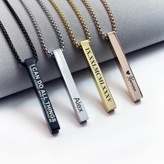 Welcome to our personalized collection of vertical pendant bar necklaces!  Personalized Signature Necklace, Custom Name Bar Necklace Signature Name Necklace Dainty Modern Jewelry Stainless Steel Perfect Gift for Him Are you looking for the perfect personalized gift or a unique addition to your jewelry collection? Our stunning bar necklace is beautiful, custom-engraved, one-of-a-kind personalized jewelry for men and women. Black, Silver, Gold, or Rose Gold bar pendant necklaces are personalized. Minimalist Customizable Necklace As Personalized Gift, Minimalist Personalized Square Pendant Necklace, Minimalist Custom Name Metal Jewelry, Personalized Stainless Steel Nameplate Jewelry, Black Nameplate Jewelry For Gift, Modern Engraved Necklaces For Gifts, Modern Engraved Necklace For Gift, Customizable Square Pendant Jewelry For Personalized Gift, Meaningful Rectangular Necklaces For Gifts