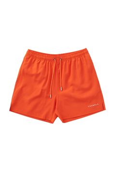 MATERIAL: 87% Polyester 13% Elastane. Water Resistant. FIT: True to Size. DESIGN: YoungLA bringing the heat this summer with all new swim shorts. They come in 7 different solid colors. Some of the features include water-repellent fabric which helps dry quickly, soft rash free mesh lining, elastic waistband with removable metal tips, 2 front pockets, 1 back pocket with Velcro closure, YoungLA embroidery on the front. MODEL: The model in the second photo is wearing a size Medium. Weight: 175lb Hei Orange Swim Trunks With Built-in Shorts For Beach, Summer Sports Shorts With Built-in Shorts, Solid Color Beachwear Shorts For Summer, Summer Beachwear Shorts In Solid Color, Solid Color Summer Beachwear Shorts, Short Swim Trunks For Summer Pool, Short Swim Trunks For Pool In Summer, Solid Color Relaxed Fit Swim Trunks For Beach Season, Swim Trunks With Built-in Shorts Relaxed Fit