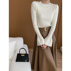 F00246337-200 Chic Embellished Fitted Sweater, Elegant Fall Party Sweater, Elegant Embellished Winter Tops, Elegant Fitted Beige Sweater, Chic Embellished Fall Sweater, Chic Embellished Spring Sweater, Elegant Embellished Sweater For Fall, Beaded Bell, Lantern Sleeve Sweater