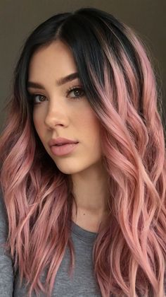 Elegant 51 Pink Hair Ideas: Natural Highlights for Pink Hair Neon ☀️ Pink And Black Hairstyles, Sleek Long Hair, Hair With Pink Highlights