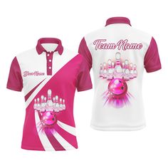 Specially designed for proud bowlers. Let's wear this awesome polo shirt and be bold. ✔️ PERSONALIZED BOWLING POLO - Come with a stylish shirt form and unique design, our polo shirts will make you stand out from the crowd, and show off bowlers’ passion and confidence. Add customization details to make it a unique one that bears your own imprints.✔️ COMFORTABLE & STYLISH - Lightweight and UV-proof fabric bring you absolute comfort in any activities and sports. Moisture-wicking and quick-drying fe Fitted Short Sleeve Polo Shirt For Sports, Sublimation Print Short Sleeve Polo Shirt For Sports, White Polo Shirt With Sublimation Print For Team Events, White Short Sleeve Polo Shirt For Team Events, Team-colored Polo Shirt With Team Spirit, Sublimation Print Polo Shirt For Sports Events, Team Spirit Short Sleeve Polo Shirt In Team Colors, Fitted Polo Shirt With Team Name For Sports Events, Collared T-shirt With Graphic Print For Sports Events