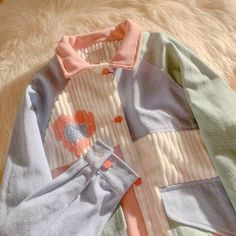 Pastel Colored Clothes, Cheap Patchwork Sweatshirt For Women, Danish Pastel Wardrobe, Collared Patchwork Outerwear For Spring, Spring Collared Patchwork Outerwear, Cute Long Sleeve Patchwork Tops, Cute Long Sleeve Tops With Pockets, Cute Long Sleeve Tops With Patchwork, Cute Long Sleeve Patchwork Outerwear