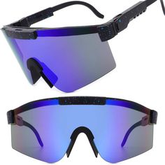 Futuristic Sporty Sunglasses With Reflective Iridescent Continuous Lens, Minimal Frame With Speckled Design, And Comfortable Padded Bridge And Temple Tips - Modern High-Tech Athletic Eyewear. These Wrap Around Sport Sunglasses Are Perfect For Athletic Activities And Everyday Wear. The Perfect Eyewear For Active Individuals Who Want To Protect Their Eyes While Enjoying Outdoor Activities Such As Running, Cycling, Hiking, And Fishing. These Glasses Are Not Only Exceptionally Attractive But Also Ve Polycarbonate Sunglasses For Summer Outdoor Activities, Summer Polycarbonate Sunglasses For Outdoor Activities, Trendy Blue Sunglasses For Outdoor, Summer Outdoor Polycarbonate Sunglasses, Blue Plastic Shield Sunglasses For The Beach, Blue Polarized Plastic Sunglasses, Blue Polycarbonate Sunglasses For Sports, Blue Plastic Shield Sunglasses For Beach, Blue Shield Sunglasses For Summer