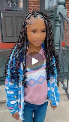 The OFFICIAL Crown Adjuster👑 on Instagram: "I HAVE SOME OF THE PRETTIEST LITTLE CLIENTS EVERRR😍😍😍 PEEKABOO🩵💜 KNOTLESS W/ BOHO👑  GODDESS BABY SANAI👑  follow @goddess.handz for more hair inspo💫 • • • •  #goddeshandz 👑 #knotlessbraids #mediumbraids #knotlessboxbraids #braids #chesterpa #delaware #philly #hairbraider #feedinbraids #goddess #hair #explorepage #explore #hairbraider #stylist #knotlessbraids #jumbobraids #kids #kidstyles #kidhair #hairstylesforkids #hairkids #kiddie #kids #locs #butterflylocs  #tribalbraids #creativebraids #creativebraidstyles #knotlessbraids #freestylebraids #reels #reelsinstagram" Half Up Half Down Hair Black Girls Kids, Knotless Braids Kids Hairstyles, Girls Knotless Braids Black Kids, Boho Braids Kids Black, Knot Less Braids Hairstyles With Curls, Kids Goddess Knotless Braids, Kid Boho Knotless Braids, Cute Kid Hairstyles Braided, Kid Boho Braids