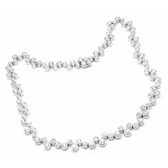 Tiffany & Co. Bubbles Platinum 10ct Diamond Necklace  This necklace comes with Tiffany & Co box.   Metal: Platinum Measurements:  Length: 15" Weight: 74.9 grams Width:  9mm Stones: 108 round brilliant cut diamonds VS1 clarity, G color total weight is approximately 10ct. Hallmarks: Tiffany & Co PT950 2002 T3432ooled  Please reference the dimensions in the description for the best approximate dimensions. Formal Necklaces With Single Cut Round Diamonds, Platinum Bridal Necklace With Diamond Accents, Formal Cubic Zirconia Diamond Necklace With Round Stone, Formal Cubic Zirconia Diamond Necklace, Platinum Diamond Cut Round Bridal Necklace, Round Platinum Bridal Necklace With Diamond Cut, Platinum Bridal Necklace With Diamond Cut, Round Diamond Necklace With Sparkling Stones, Formal Round Cut Diamond Necklace With Sparkling Stones