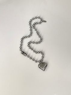 "The Heart of Steel Necklace 🤍 Featuring a silver puffed heart and 17.5\" 6mm ball chain~ all composed of hypoallergenic stainless steel that won't tarnish or fade! Handmade with love" Silver Heart-shaped Ball Chain Jewelry, Silver Heart Jewelry With Ball Chain, Chrome Y2k, 3d Balloon, Balloon Heart, Puffed Heart, Punk Jewelry, Puffy Heart, Steel Necklace