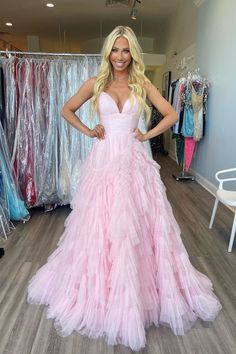 Light Pink Tulle Princess Party Dress Pink Long Prom Dress, Light Pink Prom Dress, Bolo Barbie, 2023 Prom, Prom Dress Inspo, Prom Dresses Long Pink, A Line Prom Dress, Princess Prom Dresses, Stunning Prom Dresses