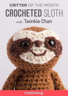 a crocheted stuffed slotty toy with big eyes