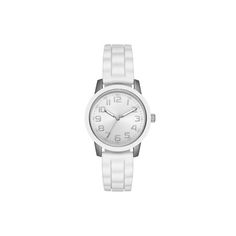 Time & Tru Ladies' Silvertone Case, Silver Easy Read Dial and White Silicone Strap Analog Watch Size: one size. Gender: female. Age Group: adult. Trendy Analog Watch Accessories With Round Dial, Trendy Analog Round Dial Watch Accessories, Trendy Analog Watch Accessories, Casual White Everyday Watch, Casual White Analog Watches, Trendy Everyday White Watch, Trendy White Everyday Watch, Baby G Shock, Everyday Watch