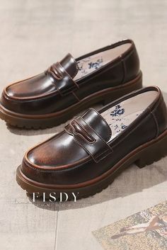 Fisdy - Refinados zapatos Oxford con lujoso empeine de ante y duradera suela de cuero de vaca Obiono Shoes, Elegant Chunky Heels, Women Oxfords, Fur Loafers, Mary Jane Shoes Black, Zapatos Mary Jane, Loafers Women, Leather Loafers Women, Comfortable Loafers