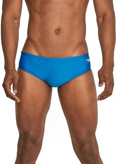 Fit & Design: Regular fit swim brief Constructed with recycled fabric for comfort without compromise Features Speedo Eco Endurance chlorine-resistant fabric for added durability Technology: UPF 50+ sun protection shields from the sun’s harmful rays Fitted Swim Trunks For Water Sports, Fitted Nylon Swim Trunks For Water Sports, Functional Blue Fitted Swimwear, Blue Fitted Functional Swimwear, Functional Fitted Blue Swimwear, Solid Nylon Swimwear For Water Sports, Functional Solid Color Swimwear For Sports, Fitted Swim Trunks For Sports, Breathable Solid Nylon Swimwear