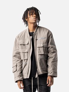 Cropped Cargo Jacket - Taupe | Blacktailor – BLACKTAILOR Grey Camo, Dress Well, Cargo Jacket, Mens Cargo, Workout Jacket, Men Winter, Crop Jacket, Well Dressed, Oversized Fits