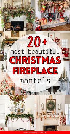 christmas fireplace mantels with the words 20 most beautiful christmas fireplace mantels