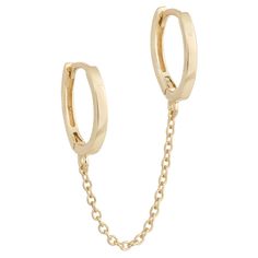 PRICES MAY VARY. This 14K Gold Plated double stud earring is the perfect way to level up your ear game. The earring features 2 cluster stones, or 2 huggies that are connected by a chain that measures 0.5”. 2 piercings necessary to wear this earring. This double piercing earring for women is expertly crafted with two generous coats of 14K gold on a sterling silver frame to ensure a long lasting finish that is nickel free, lead free, and hypoallergenic. This earring comes packaged in a Jewelry Box Adinas Jewels Earrings, Connected Double Earring, Earrings Double Piercing, Double Piercing Earrings, Double Earrings, Huggie Earrings Gold, Double Piercing, 14k Gold Hoop Earrings, Earrings Double