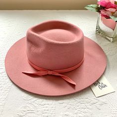 New With Tag Lack Of Color Rose Pink 100% Australian Zulu Wool Rancher Hat Fedora Ribbon Nwt Med 57cm Vintage Classic Fedora Silhouette Brought To Life Once Again! Rose Pink Classic Crown Height 100% Soft Australian Wool Upf 50+ Sun Protection New With Tag! Approx 3.1 Brim Size Medium (57cm) Ships Out Next Business Day Tags: Wardrobe Staple Sun Protection Boho Bohemian Rancher Ranch Western Prairie Style Barbiecore Wide Brim Cowgirl Free People Revolve Spring Summer Fall Nwt Sm Med Lg Pink Wide Brim Hat For Winter, Pink Winter Hat With Short Brim, Pink Short Brim Winter Hat, Pink Adjustable Fedora Felt Hat, Pink Adjustable Fedora With Curved Brim, Adjustable Pink Fedora Felt Hat, Adjustable Pink Fedora With Curved Brim, Pink Brimmed Felt Hat, Pink Adjustable Curved Brim Fedora