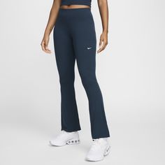 Grounded in style, comfort and versatility, meet our take on luxury loungewear. Ribbed fabric is soft with just the right amount of stretch, while hem vents add a flared look. All that's left to decide is if you're going to pair these leggings with the matching top or style it your way. Sportswear Yoga Pants, Nike Sportswear For Lounging, Fitted Full-length Elastane Sweatpants, Comfort Stretch Elastane Sportswear Pants, High Stretch Full Length Sweatpants, Fitted Moisture-wicking Sweatpants For Sportswear, Fitted Moisture-wicking Sweatpants, Comfortable Fitted Gym Bottoms, Moisture-wicking Fitted Sweatpants