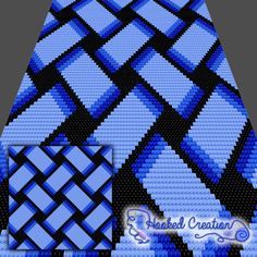 a blue and black checkered fabric with an image of the pattern on it's side