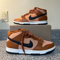 Mens Sz Nike Dunk Mid Amber Brown Black-Dark Russet Casual Sneaker Dz2533-200 Brand New Without Original Box Size 8 8.5 And 10 Nike Brown High-top Sneakers With Cushioned Footbed, Nike Brown Mid-top Custom Sneakers, Nike Urban Brown Sneakers, Nike Brown Urban Sneakers, Brown Mid-top Custom Sneakers With Cushioned Footbed, Urban Brown High-top Sneakers For Sports, Brown Urban High-top Sneakers For Sports, Urban Brown High-top Sneakers, Nike Brown High-top Sneakers With Gum Sole