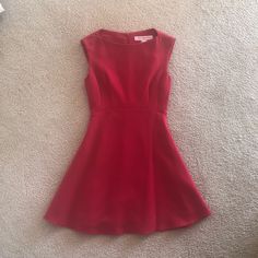 Worn Twice In Amazing Condition Fits To Size And Is Gorgeous Red A-line Fit And Flare Dress, Red A-line Mini Dress With Lining, Red Sleeveless Fit And Flare Midi Dress, Red A-line Mini Dress Lined, Red Fit And Flare Sleeveless Midi Dress, Red Fit And Flare Formal Dress, Formal Red Fit And Flare Dress, Red Fitted A-line Midi Dress, Chic Red A-line Mini Dress