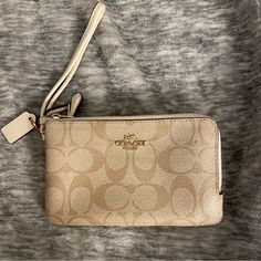 Coach Double Zip Wristlet, Like New!! No Wears Or Tears, Never Used Coach Gold Wristlet For Everyday Use, Chic Cream Coach Wristlet, Gold Coach Wristlet For Everyday, Chic Beige Wallet With Zipper Pouch, Chic Beige Pouch Wristlet, Coach Beige Pouch Wristlet, Beige Coach Pouch Wristlet, Coach Beige Wristlet, Coach Gold Clutch Wristlet