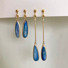 Clip on Marine Blue Teardrop Earrings Non Pierced Ears | Etsy Cheap Handmade Blue Clip-on Earrings, Blue Clip-on Drop Earrings, Blue Long Drop Teardrop Earrings For Pierced Ears, Blue Long Drop Teardrop Earrings, Blue Dangle Teardrop Earrings For Pierced Ears, Silver Star Earrings, Silver Flower Earrings, Blue Dangle Earrings, Jeweled Earrings