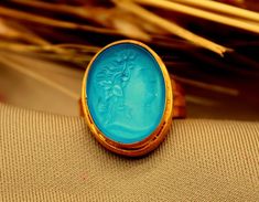 Intaglio Glass Silver Ring Intaglio Glass Ring Gold Over - Etsy Glass Carving, Goddess Artemis, Ancient Greek Coin, Carved Ring, Glass Ring, Jewels Rings, Coin Ring, Funky Jewelry, Glass Rings