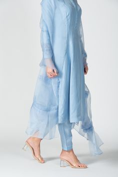 Buy Blue Habutai Silk Mandarin Collar Embroidered Kurta Set For Women by Sitaraa Online at Aza Fashions. Designer Organza Kurta With Embroidered Border, Unstitched Organza Kurta With Embroidered Border, Organza Straight Kurta With Embroidered Border, Blue Formal Traditional Wear With Floral Embroidery, Formal Blue Traditional Wear With Floral Embroidery, Spring Blue Salwar Kameez With Chikankari Embroidery, Blue Salwar Kameez With Chikankari Embroidery For Spring, Blue Chikankari Embroidery Salwar Kameez For Spring, Designer Kurta With Sheer Dupatta For Spring