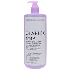 Olaplex No.4p Blonde Enhancer Toning Shampoo 33.8 oz is a highly concentrated purple shampoo that neutralizes brassiness and boosts brightness after one use for all blonde, lightened, and gray hair. The sulfate-free formula creates a rich lather while cleansing, toning, and repairing your hair. Olaplex Blonde, Revlon Colorsilk, Wishlist 2024, Toning Shampoo, Long Hair Color, Purple Shampoo, Permanent Hair Color, Sulfate Free, Birthday Wishlist