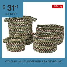 three round baskets with the price $ 31 99 and one large basket for $ 50 00