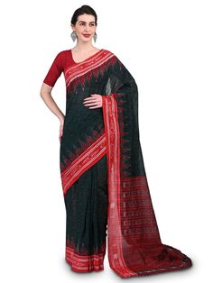 Presenting this elegant and classy Saree exclusively from Craftnirmit. Made from luxurious fine cotton, the sari is woven within the traditional Ikat Orissa weavers by hand that give the exotic look to saree. And this saree comes with geometric Pattern. It is furthered designed with a contrast striped Pallu and temple border that give the vibrant and classic traditional look. Festive Cotton Pre-draped Saree With Zari Weaving, Semi-stitched Cotton Handloom Saree, Handloom Semi-stitched Cotton Saree, Cotton Traditional Wear With Weaving Work, Cotton Saree With Weaving Work, Traditional Drape, Cotton Saree With Traditional Drape And Weaving Work, Traditional Cotton Drape With Weaving Work, Semi-stitched Cotton Saree With Zari Weaving, Cotton Traditional Wear With Woven Motifs For Transitional Season