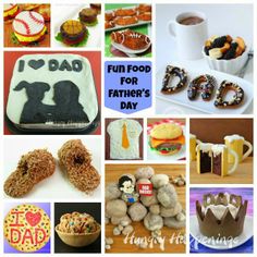 a collage of fathers day food and desserts