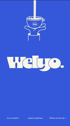 a blue poster with the word hello on it