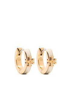 gold-tone/ivory white polished finish huggie hoop design enamel detail signature Double T motif for pierced ears These earrings come as a pair. Tory Burch Earrings, Tory Burch Kira, White Gold Hoops, White Polish, Hoop Design, Huggie Hoop Earrings, Stylish Jewelry, Gold Hoops, Ivory White